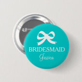 Turquoise blue bridesmaid button voor bruiloft (Voorkant /achterkant)