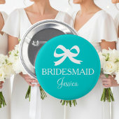 Turquoise blue bridesmaid button voor bruiloft