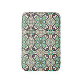 Turquoise Blue Brown Retro Nouveau Deco Patroon Badmat (Voorkant Verticaal)