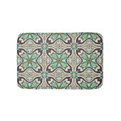 Turquoise Blue Brown Retro Nouveau Deco Patroon Badmat (Voorkant)