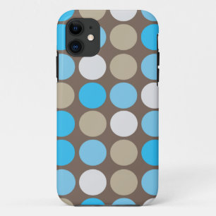 Turquoise Blue & Brown Stippen Modern Pattern iPhone 11 Hoesje