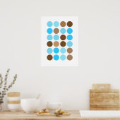 Turquoise Blue & Brown Stippen Modern Pattern Post Poster (Keuken)