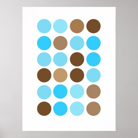 Turquoise Blue & Brown Stippen Modern Pattern Post Poster (Voorkant)