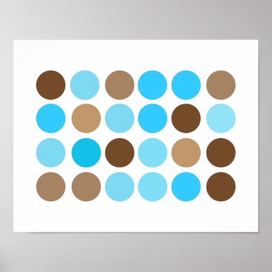 Turquoise Blue & Brown Stippen Modern Pattern Poster (Voorkant)