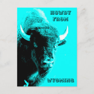 Turquoise Blue Buffalo Bull Bison Howdy van Briefkaart