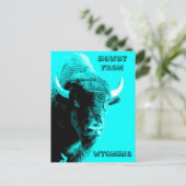 Turquoise Blue Buffalo Bull Bison Howdy van Briefkaart (Staand voorkant)
