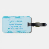 Turquoise Blue Camo Camouflage Name Persoonlijk Bagagelabel (Achterkant horizontaal)
