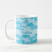 Turquoise Blue Camo Camouflage Name Persoonlijk Koffiemok (Links)