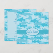 Turquoise Blue Camouflage Party Event Kaart (Voorkant / Achterkant)
