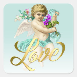 Turquoise Blue Cherub Sticker