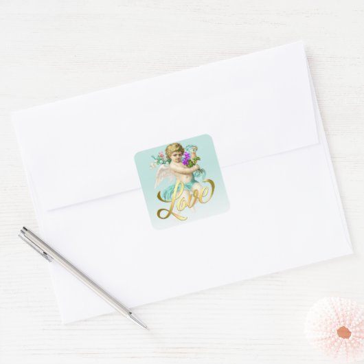 Turquoise Blue Cherub Sticker (Envelop)