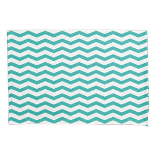 Turquoise blue chevron zig zag patroon pillowcase kussensloop