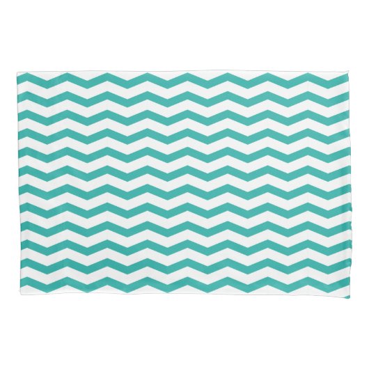 Turquoise blue chevron zig zag patroon pillowcase kussensloop (Voorkant)