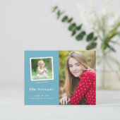 Turquoise Blue Classic Two Photo Afstuderen Briefkaart (Staand voorkant)