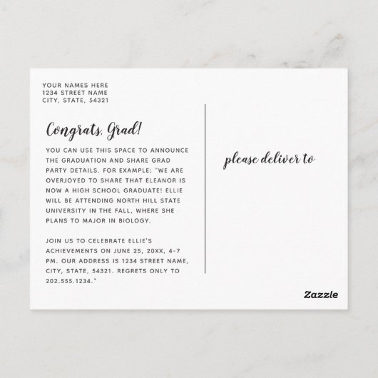 Turquoise Blue Classic Two Photo Afstuderen Briefkaart (Achterkant)