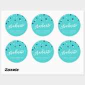 Turquoise Blue Confetti Afstuderen Afstuderen Ronde Sticker (Vel)
