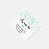 Turquoise Blue Confetti Sweet 16 Verjaardag Servet (Hoek)