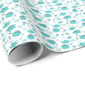 Turquoise Blue Cooking Kitchen Utiers Abstract Cadeaupapier (Rol Hoek)