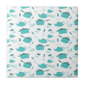 Turquoise Blue Cooking Kitchen Utiers Abstract Tegeltje (Voorkant)