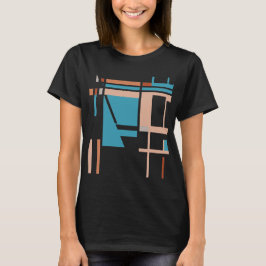 Turquoise Blue Coral Rust MCM-geïnspireerde vierka T-shirt