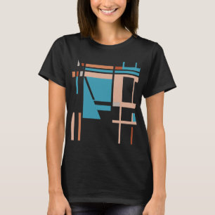 Turquoise Blue Coral Rust MCM-geïnspireerde vierka T-shirt
