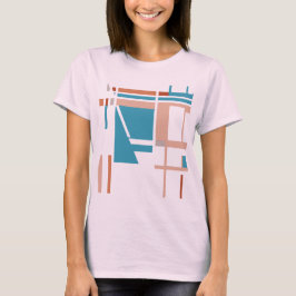 Turquoise Blue Coral Rust MCM-geïnspireerde vierka T-shirt