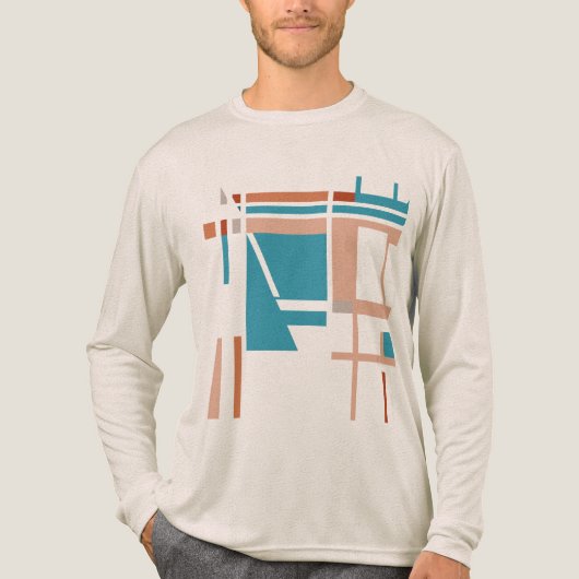 Turquoise Blue Coral Rust MCM-geïnspireerde vierka Tri-Blend Shirt (Voorkant volledig)