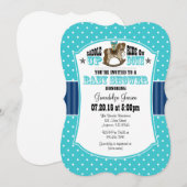 Turquoise Blue Cowboy Baby shower Invitation Kaart (Voorkant / Achterkant)
