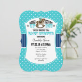 Turquoise Blue Cowboy Baby shower Invitation Kaart (Staand voorkant)