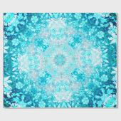 Turquoise Blue Crystal Floral Pattern Cadeaupapier (Vlak)