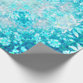 Turquoise Blue Crystal Floral Pattern Cadeaupapier (Hoek)