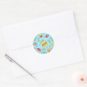 Turquoise Blue Cupcakes en Cake Happy Birthday Ronde Sticker (Envelop)