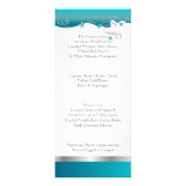 Turquoise Blue Curvy Floral Design Reclamekaart (Voorkant)