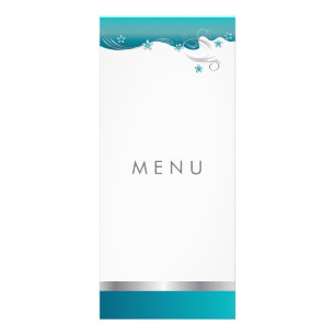 Turquoise Blue Curvy Floral Design Reclamekaart