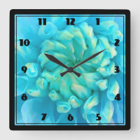 Turquoise Blue Dahlia Flower in Waterverf