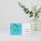 Turquoise Blue Dahlia Flower in Waterverf Visitekaartje (Staand voorkant)