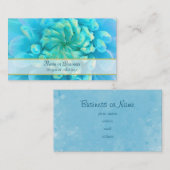 Turquoise Blue Dahlia Flower in Waterverf Visitekaartje (Voorkant / Achterkant)