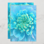 Turquoise Blue Dahlia Flower in Waterverf Wedding Kaart (Voorkant / Achterkant)