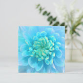 Turquoise Blue Dahlia Flower in Waterverf Wedding Kaart (Staand voorkant)