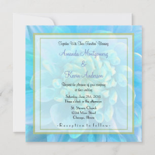 Turquoise Blue Dahlia Flower in Waterverf Wedding Kaart