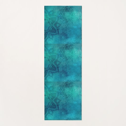 Turquoise Blue Distressed Mandella Yogamat (Voorkant)