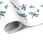 Turquoise Blue Dragonfly gepatterd Cadeaupapier (Rol Hoek)