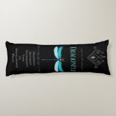 Turquoise Blue Dragonfly Spirit Animal Black Lichaamskussen (Achterkant)
