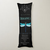 Turquoise Blue Dragonfly Spirit Animal Black Lichaamskussen (Achterkant (Verticaal))