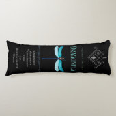 Turquoise Blue Dragonfly Spirit Animal Black Lichaamskussen (Voorkant)