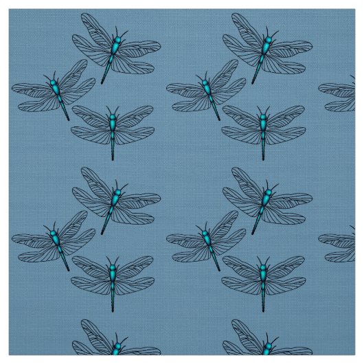 Turquoise Blue Dragonfly Stof (Swatch)