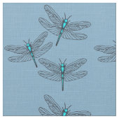 Turquoise Blue Dragonfly Stof (Close Up)