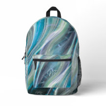 Turquoise Blue Elegant Marble Uw Monogram toevoege