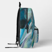 Turquoise Blue Elegant Marble Uw Monogram toevoege Bedrukte Rugzak (Links)