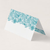 Turquoise-blue Elegant Paisley Lace Visitekaartje (Achterkant)